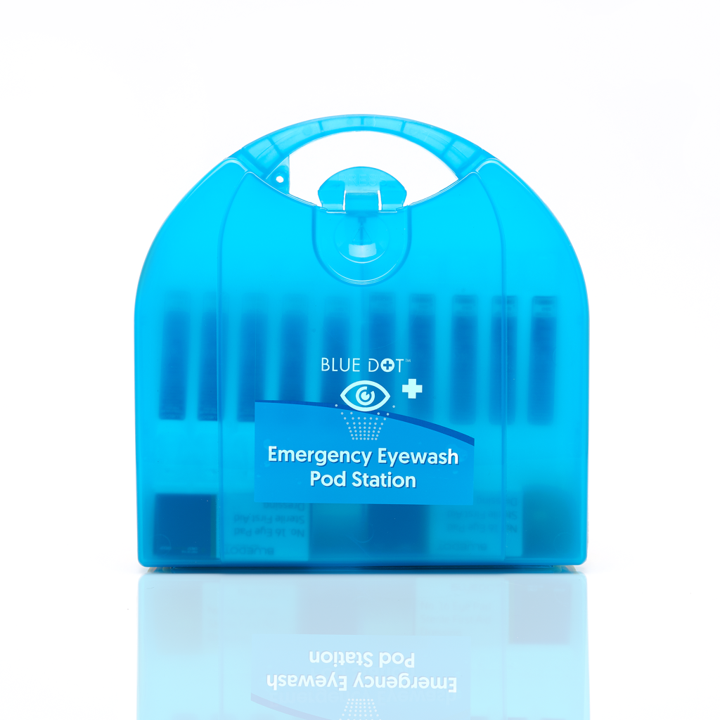 Image of Blue Dot Eye Wash Pod Kit & Bracket