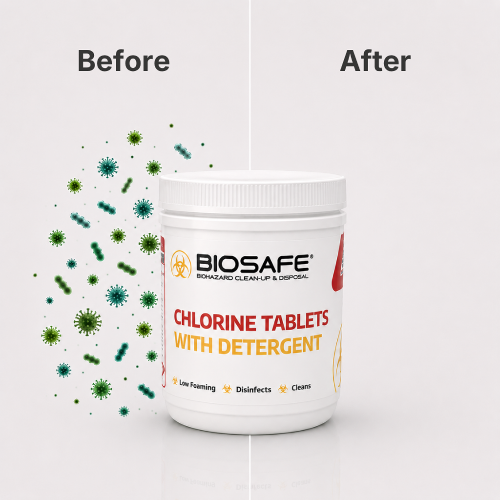 Biosafe Chlorine Disinfectant and Detergent Effervescent Tablets (Tub 200)