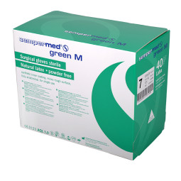 Green M Latex Surgical Gloves - Powder Free - Sterile