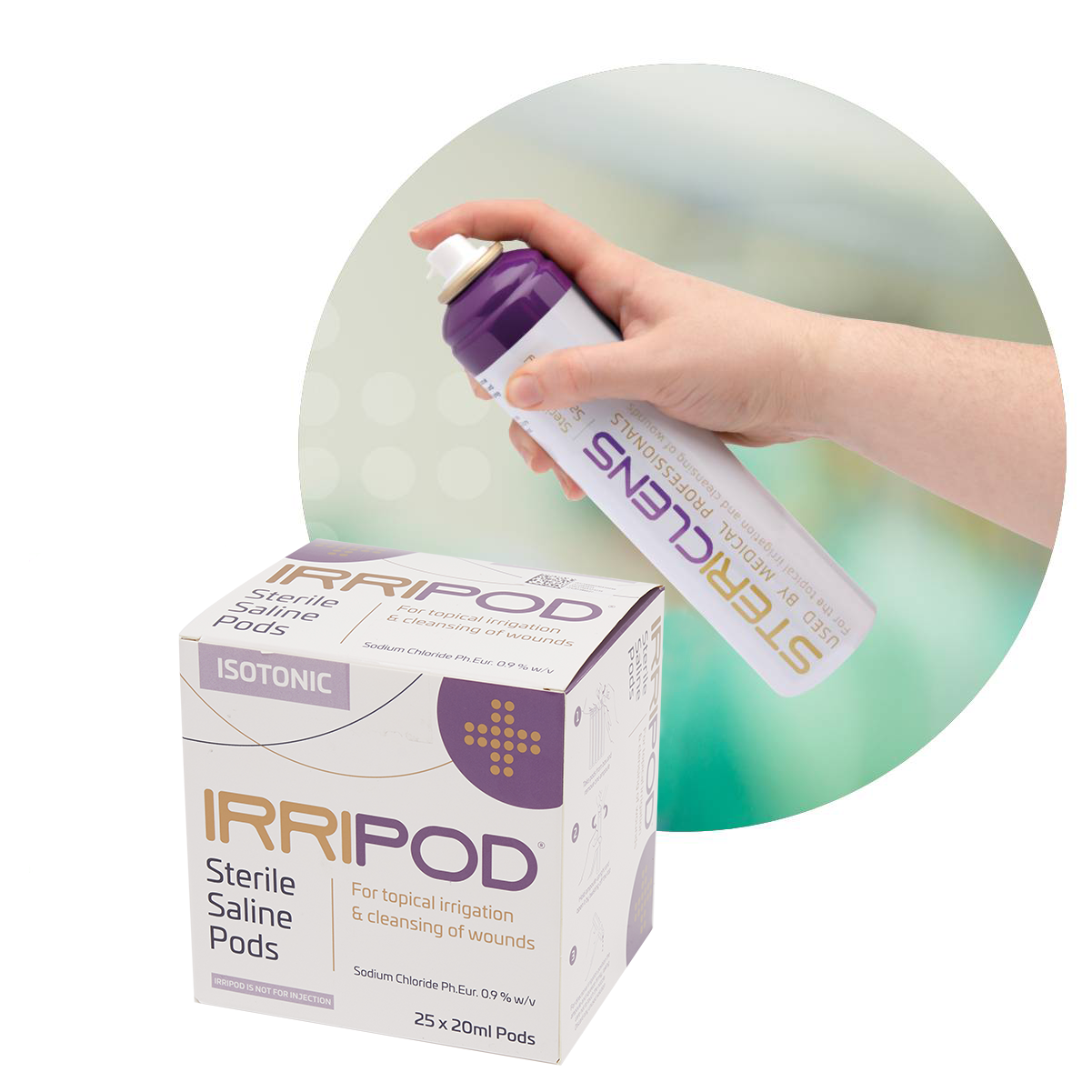 Irripod and Stericlens product display